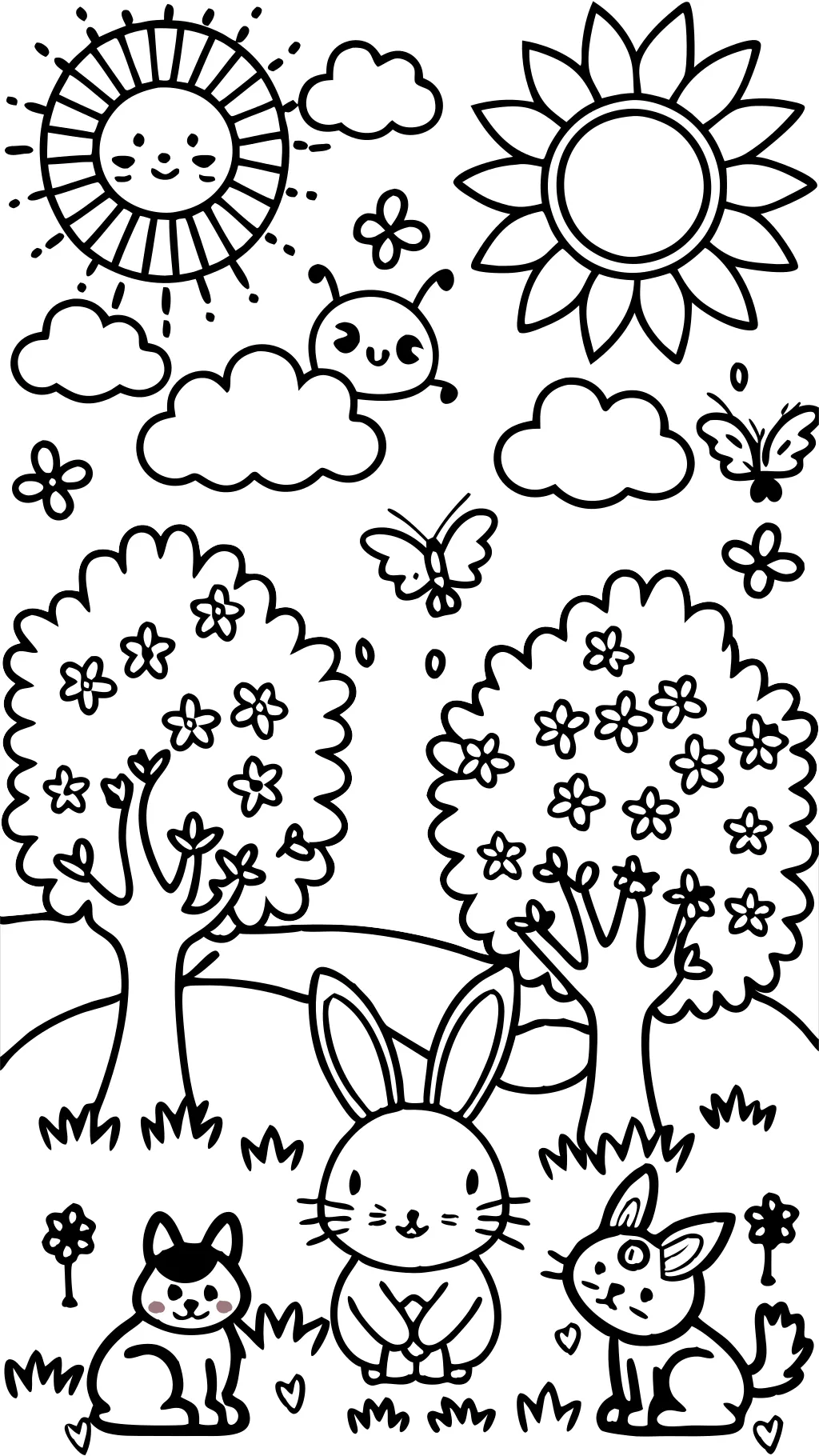 Pages de coloriage du premier jour de printemps